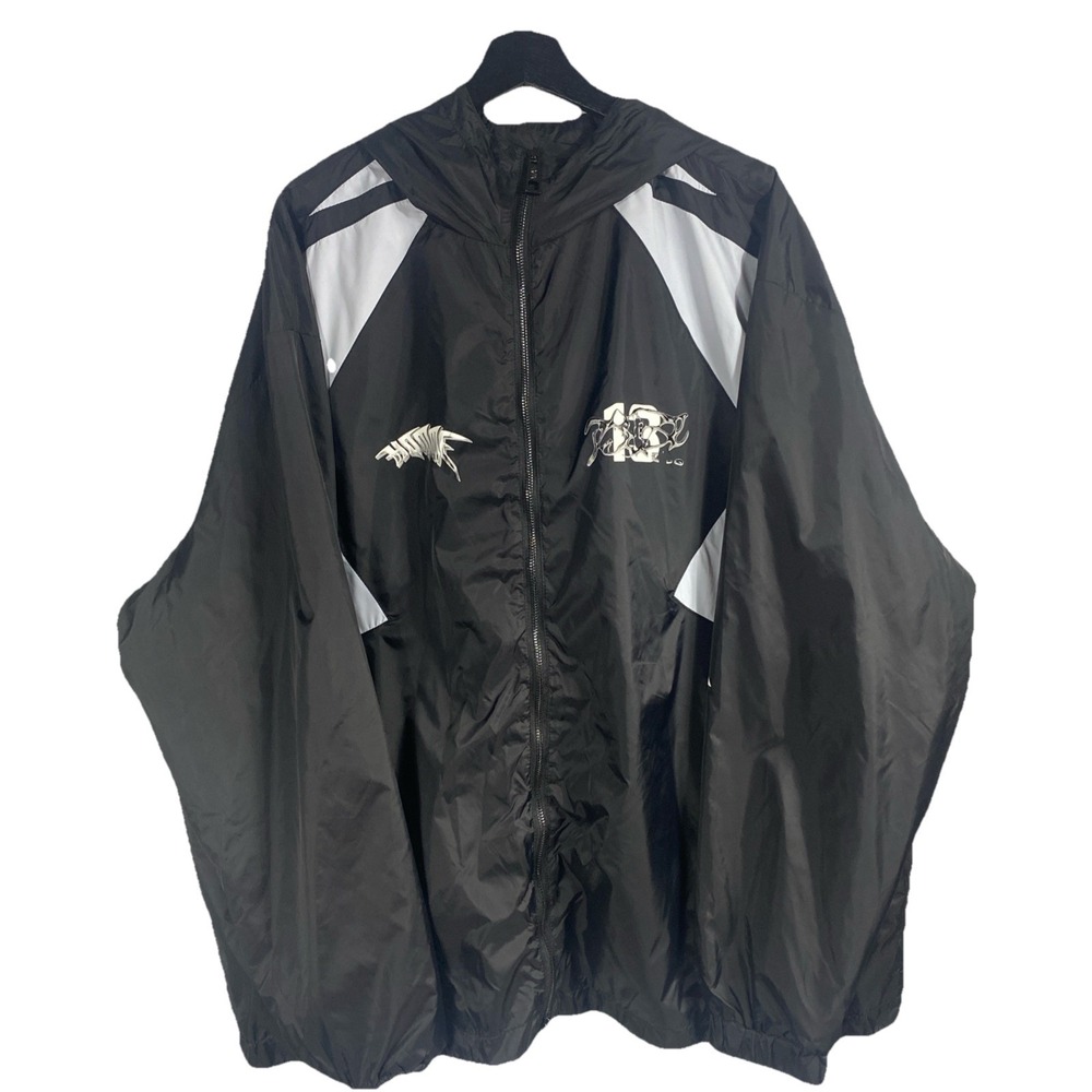 Man Boohooman Windbreaker XXL Black With White